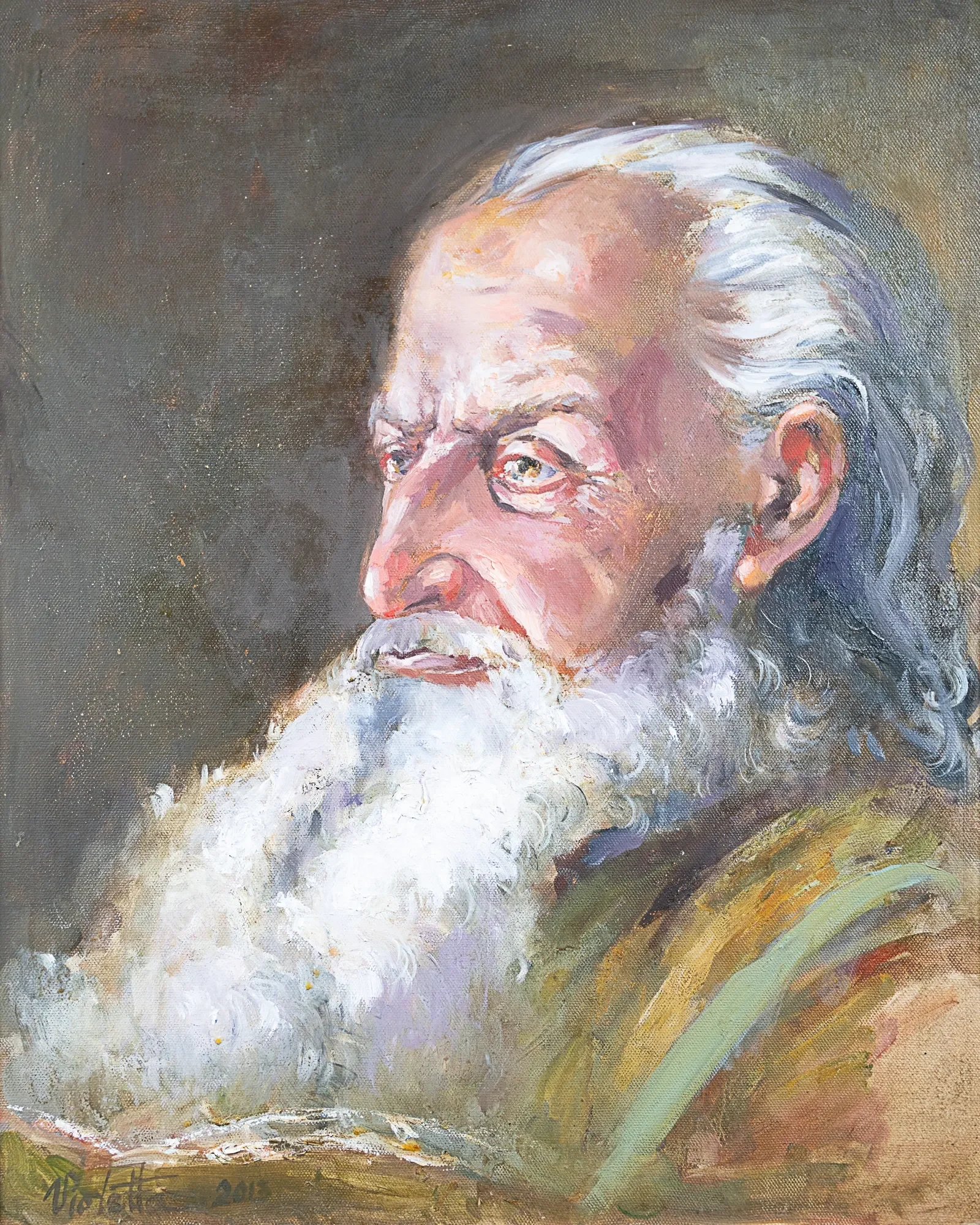 Portrait of an older man with a white beard — painting by Violetta Chandler